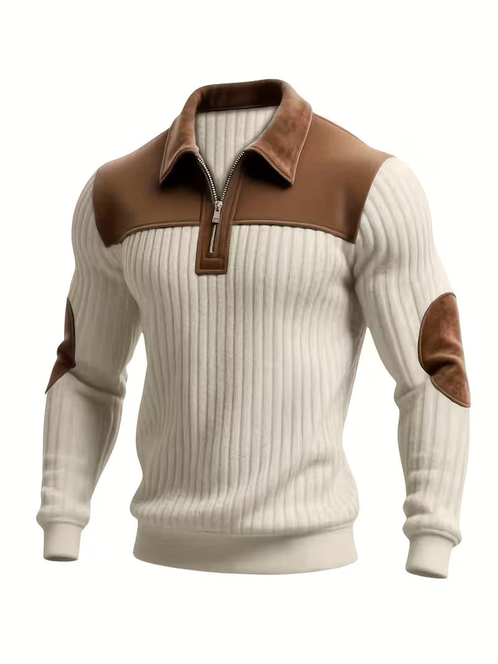 Ashton | Klassischer Pullover mit Color-Blocking, Kragen und Reißverschluss