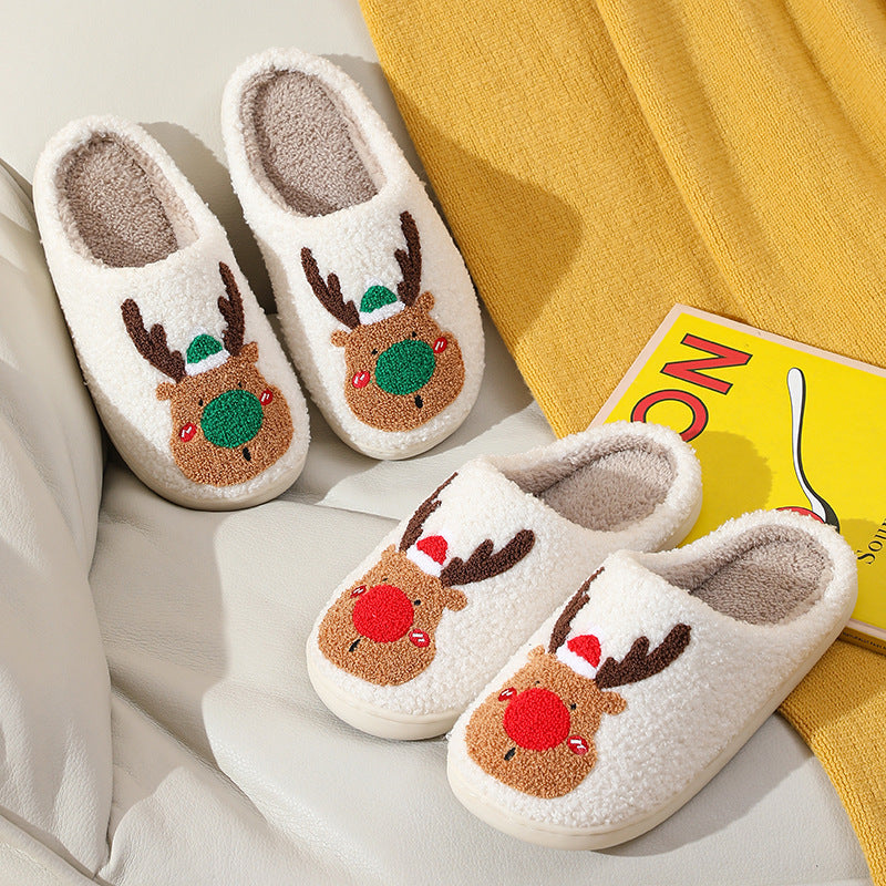 Christmas Elk Slippers Soft Cosy Slip-On House Shoes