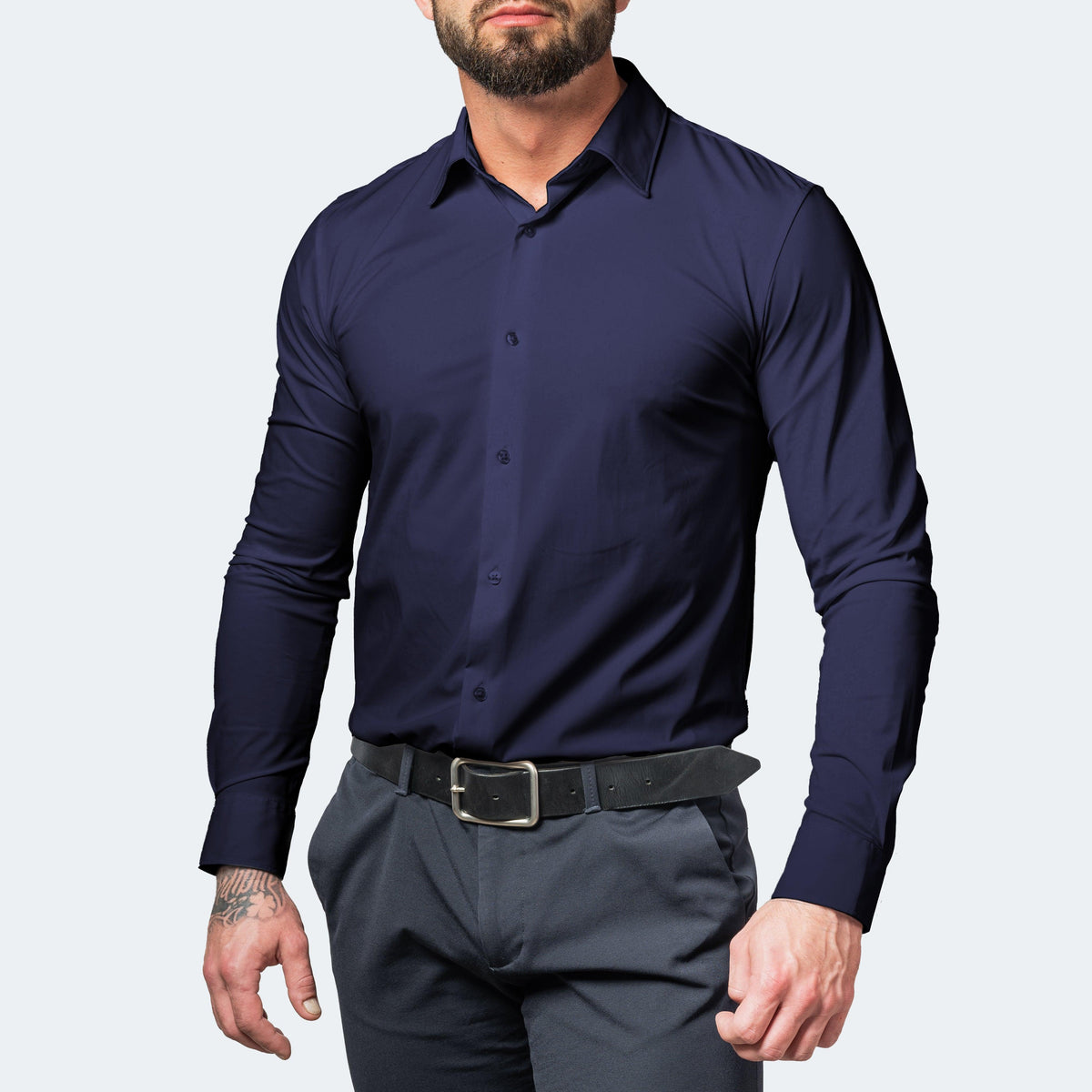 Men's Dress Shirt with Non-Iron Stretch Fabric for Work and Leisure