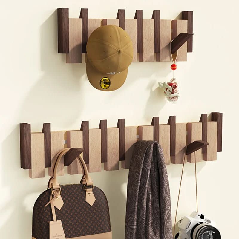 Piano Key Wall Coat Rack with Foldable Hooks for Hallway