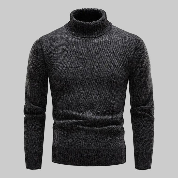 Suéter de punto con cuello vuelto y puños acanalados para hombre