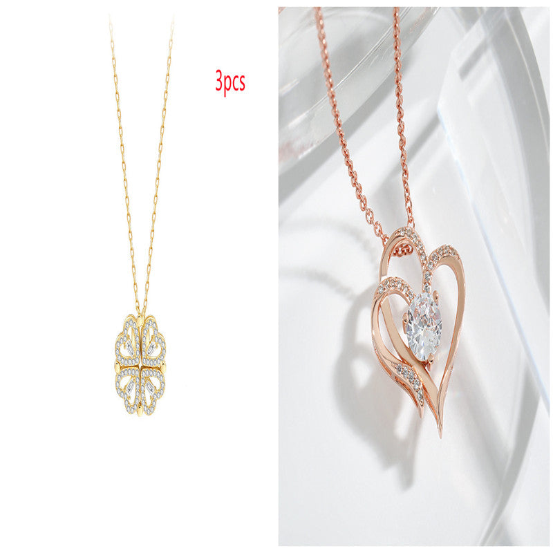 Detachable Four-Leaf Clover Necklace for Women, Multi-Wear Style