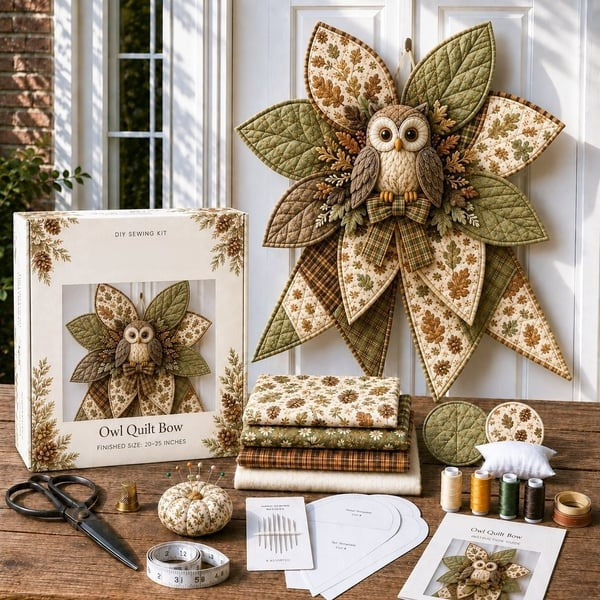 DIY Oversized Quilted Bow Sewing Kit, Fabric Craft Set