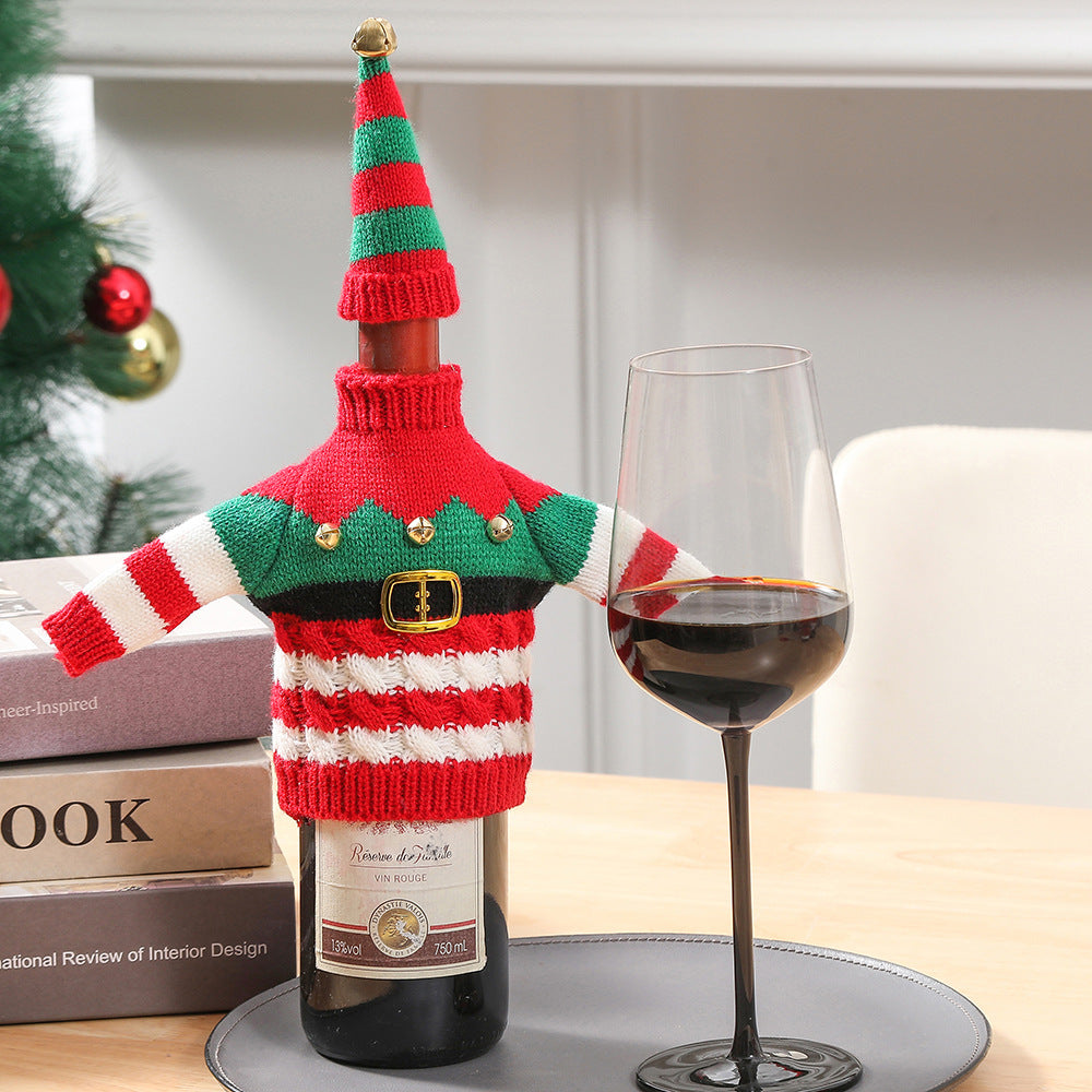 Christmas Knitted Wine Bottle Sweater Cover for Dinner Tables