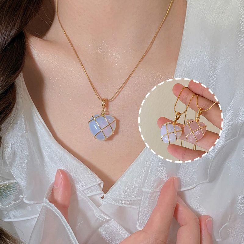 Moonstone Princess Heart Necklace For Girls In Novelty Style