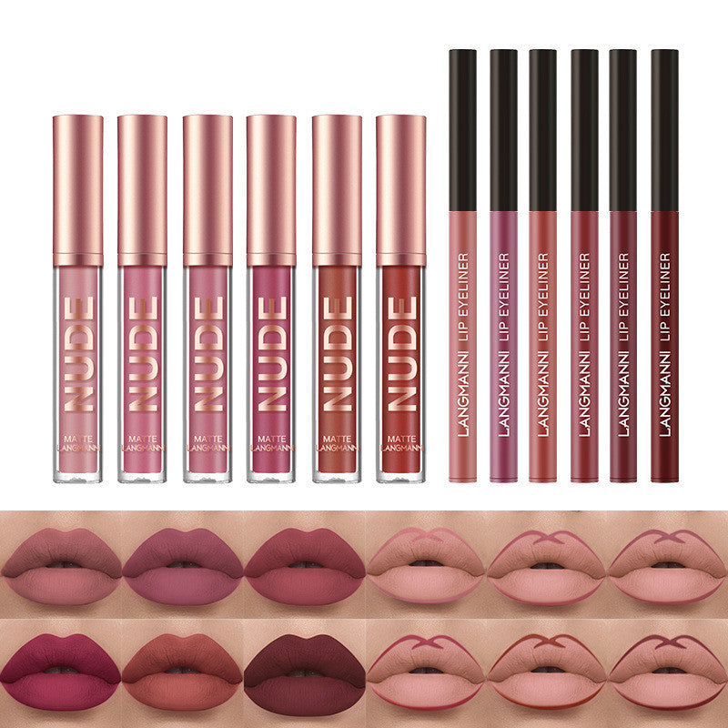 12-Piece Matte Lipstick and Lip Liner Set, Long-Lasting