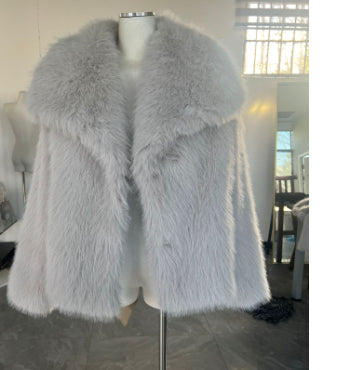 Women's Winter Plush Coat, Fluffy Thick Lapel Jacket
