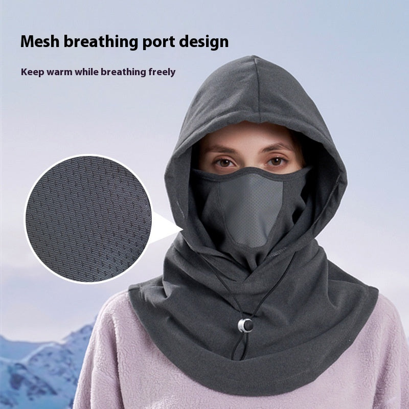 Winter Thermal Fleece Neck Warmer Hood, Windproof Riding Hat