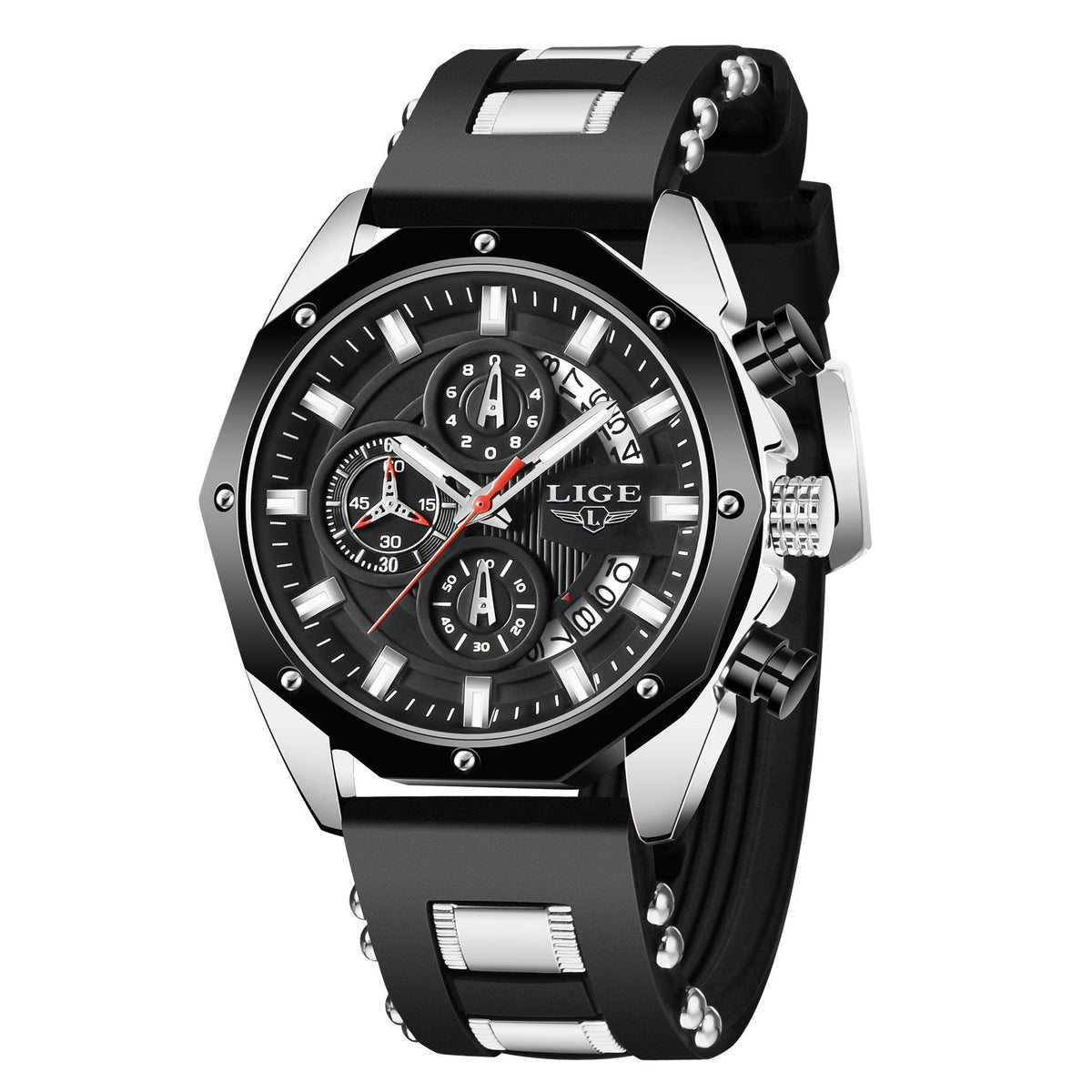Men's Silicone Sport Quartz Watch, Luxury Look Casual Wristwatch