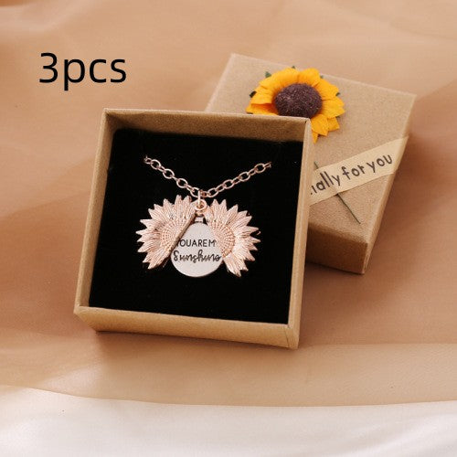 You Are My Sunshine Sunflower Necklace for Women and Men with Gift Box