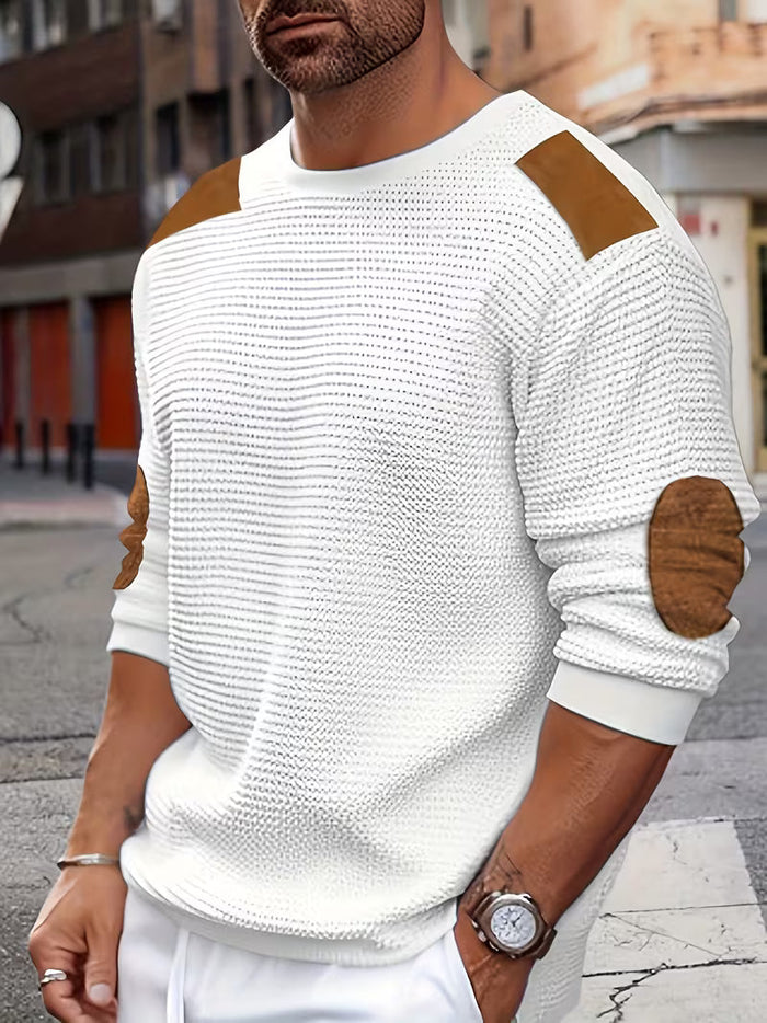 Bennett | Sudadera casual de punto waffle con parche
