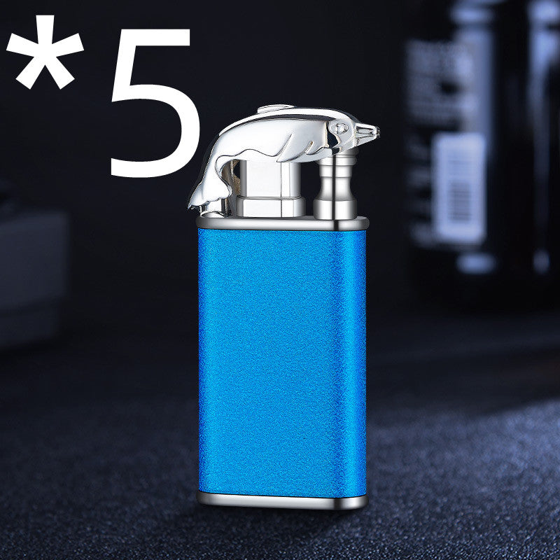 Windproof Metal Gas Lighter With Blue Flame And Double Fire