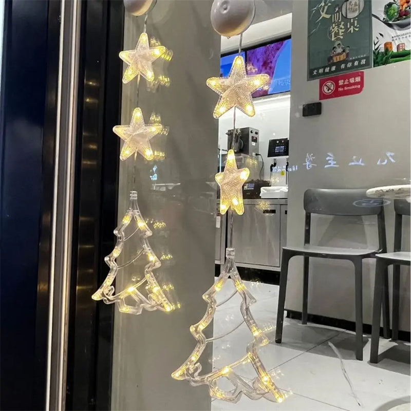 3 Piece LED Christmas Window Hanging Lights with Suction Cup