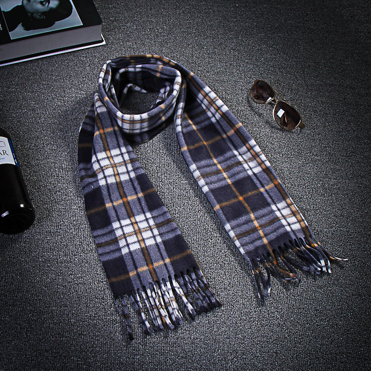 Black and White Plaid Thick Scarf, Warm Double-Sided Velvet