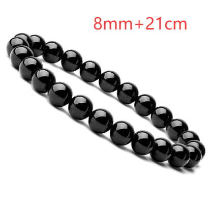 Natural Black Onyx Bead Bracelet for Women and Men, 6mm to 10mm