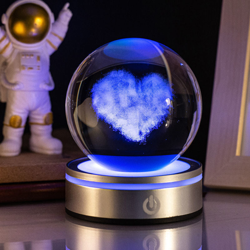 3D Inner Carving Crystal Ball Night Light With Gradient Glow