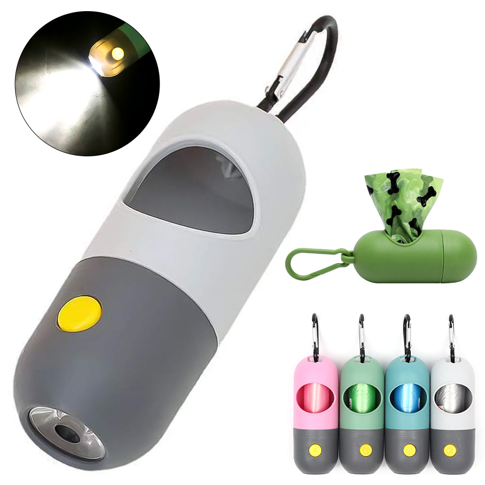 LED Light Pet Waste Bag Dispenser with Bags for Dogs and Cats