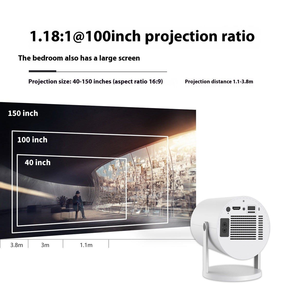 Portable Mini Projector For Home Use, 180 Degree Angle