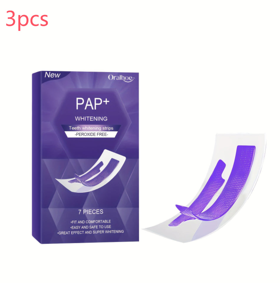 Purple Teeth Whitening Strips, Dry Application, 7 Pairs per Box