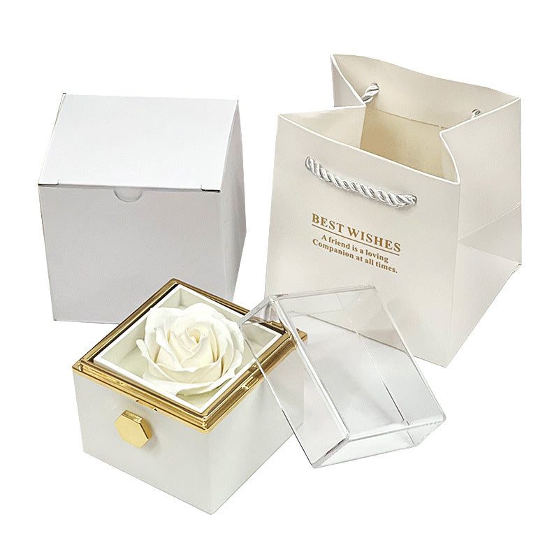 Rotating Soap Rose Gift Box, Romantic Jewellery Packaging