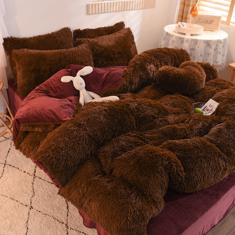 Luxury Thick Fleece Duvet Cover Set, Warm Winter Bedding
