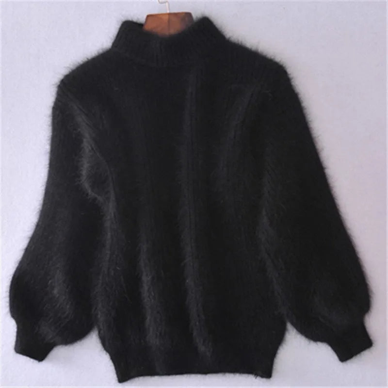 Women's Loose Knit Jumper in Solid Colour with Vintage Look