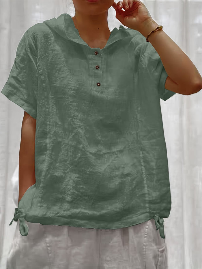 Ardena | Camisa elegante de manga curta com capuz