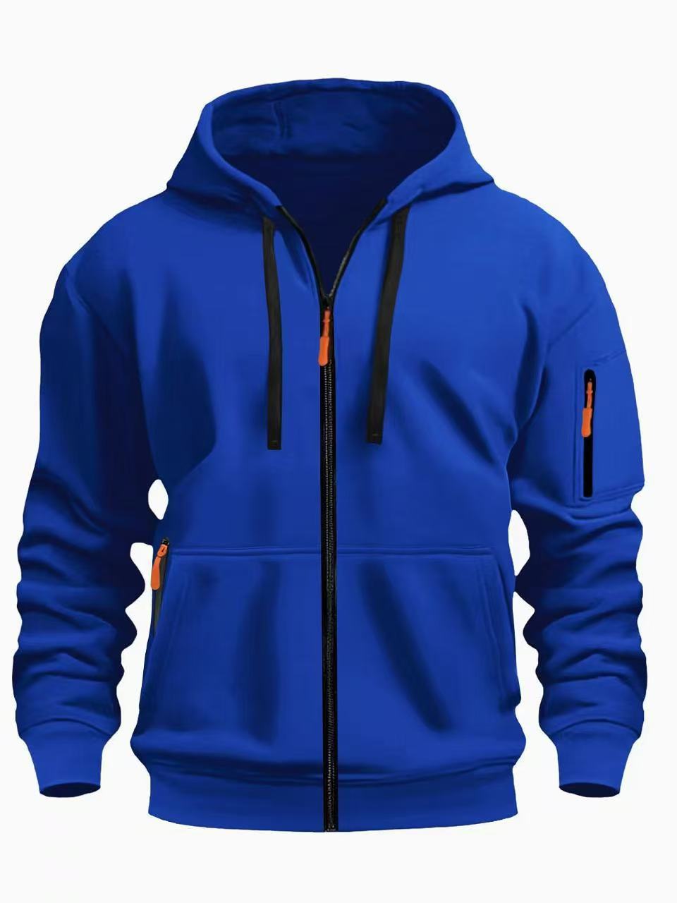 Men's Zipper Hooded Sweatshirt Cardigan Coat for Sports and Casual Wear