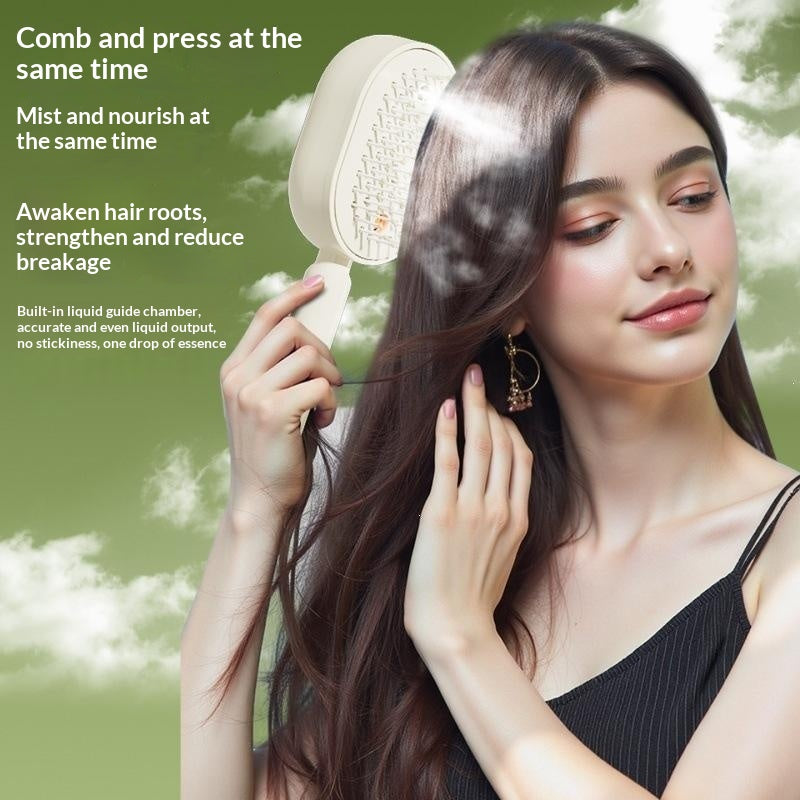Electric Airbag Massage Comb With Mist Spray, Anti-Tangle