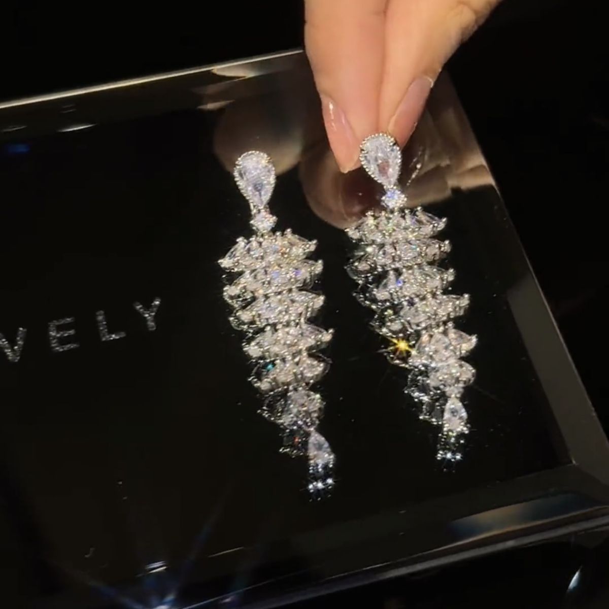 Sparkling Zircon Christmas Tree Drop Earrings for Women