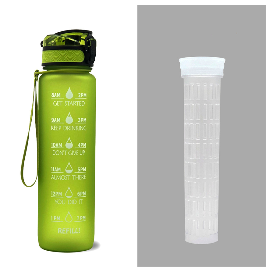 1L Tritan Water Bottle With Time Marker And Flip Cover