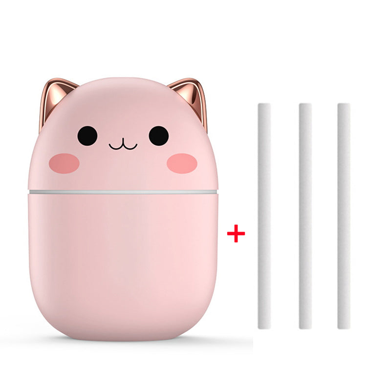 Cute Cat Ultra-Silent USB Air Humidifier for Bedroom, Office and Car