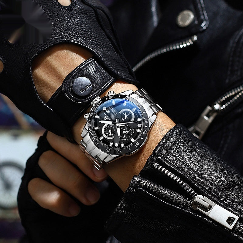 Men's Simple Water-Resistant Quartz Watch with Steel Strap