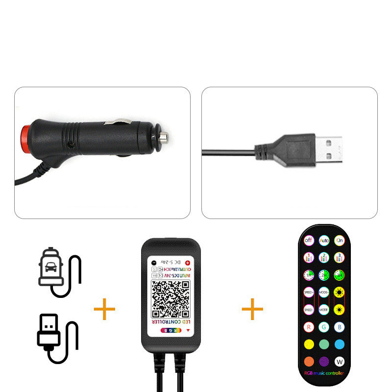 Waterproof LED Car Interior Ambient Lights, Stick-On Decorative Lamp