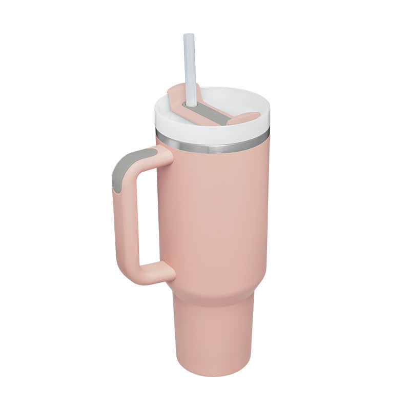 40oz Insulated Tumbler With Handle And Straw, Leakproof Lid