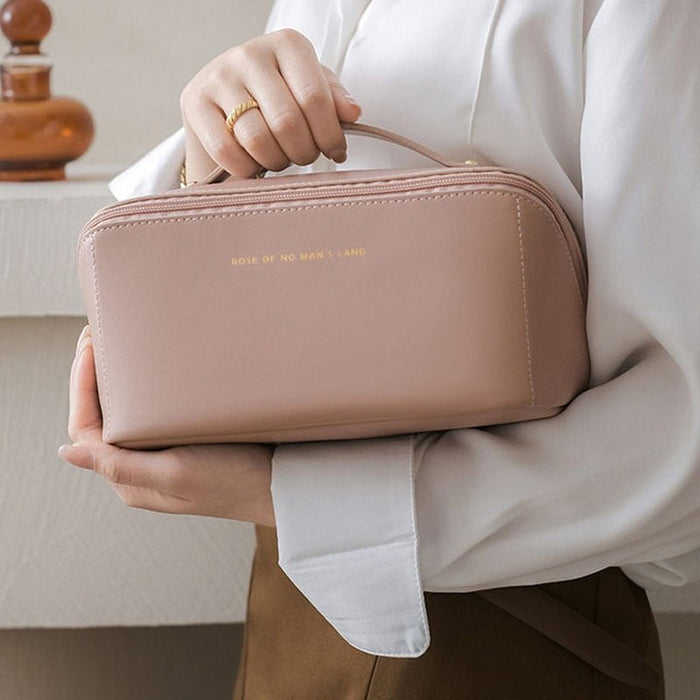 Beauty case da donna in similpelle PU, con ampio spazio