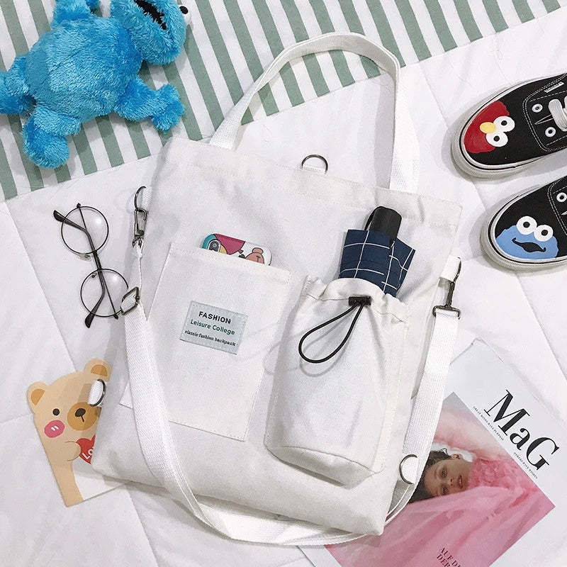 Harajuku Canvas Backpack With Pockets For Students And Women