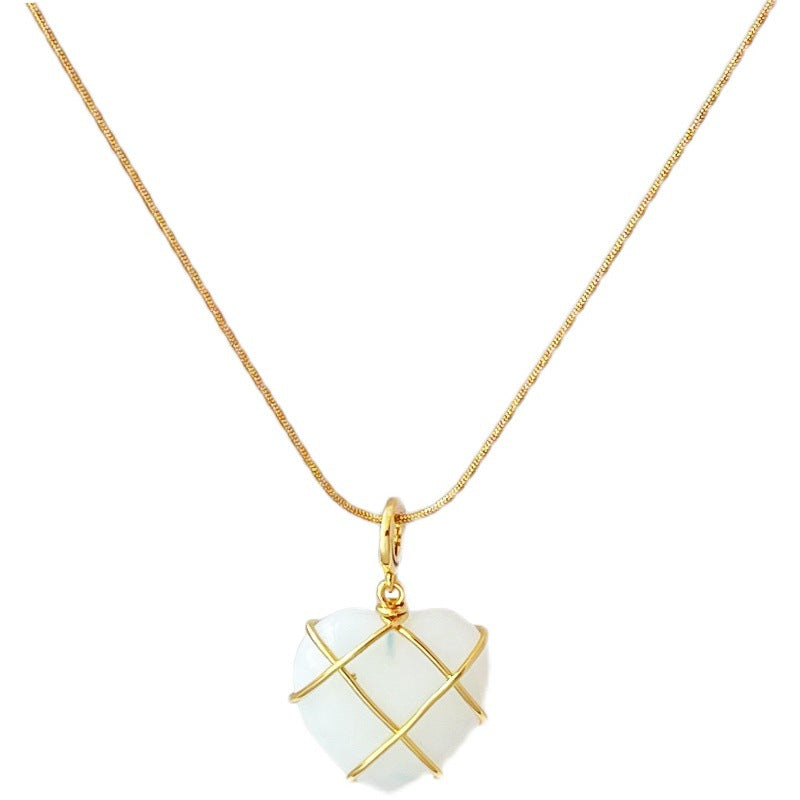 Moonstone Princess Heart Necklace For Girls In Novelty Style