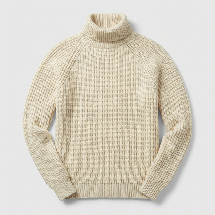 Jersey de cuello alto acanalado de manga larga para hombre, ideal para el invierno