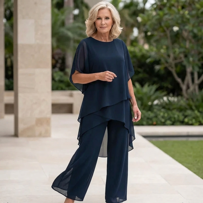 Rowena | Ensemble élégant avec pantalon palazzo drapé