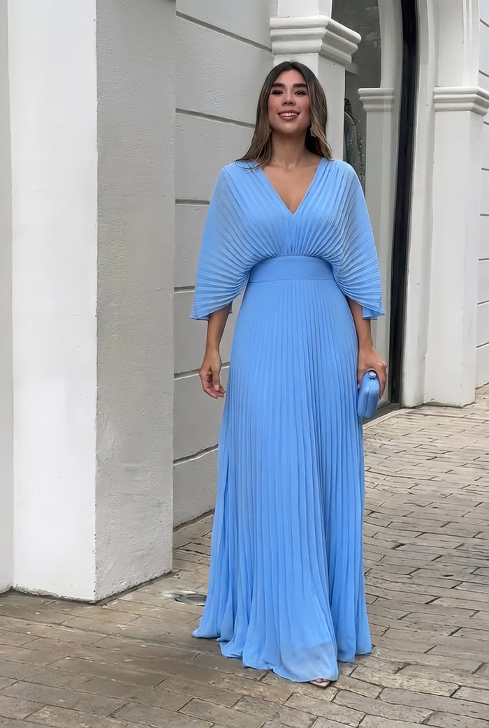 Veronica | Vestido maxi elegante com pregas