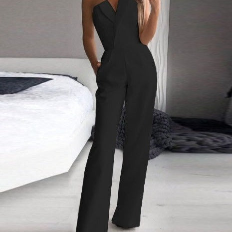 Ermeløs jumpsuit for kvinner til festlige anledninger og hverdagsbruk