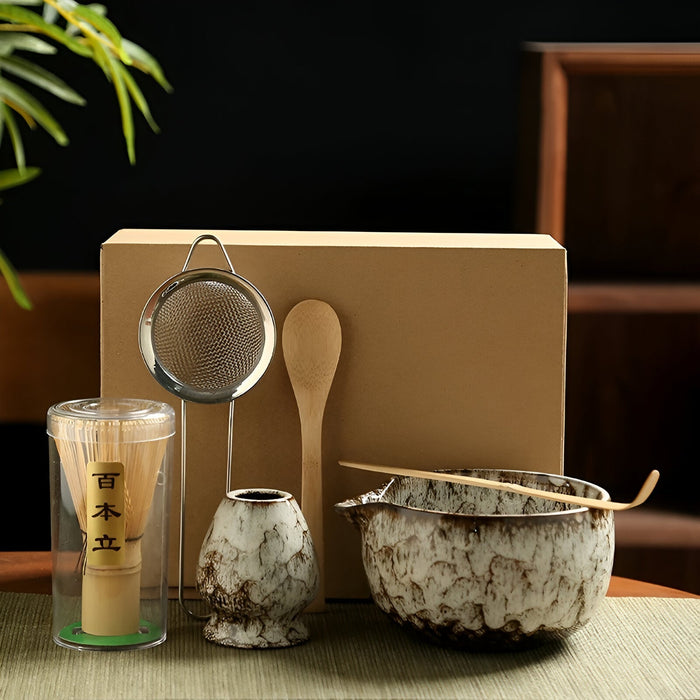 Service à matcha de 6 pièces avec fouet en bambou pour les cérémonies du thé