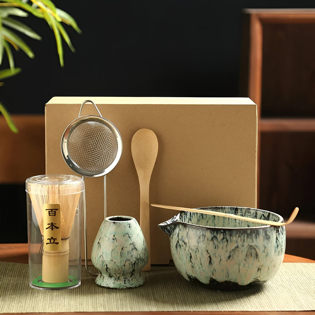 6-Piece Matcha Tea Set with Bamboo Whisk for Tea Ceremonies