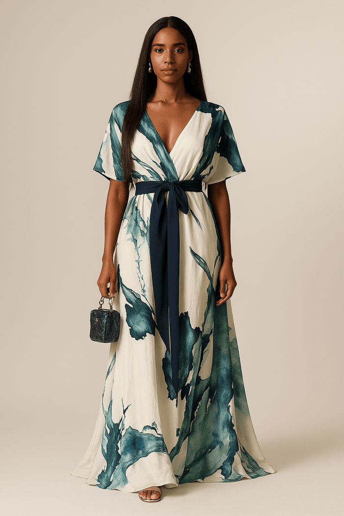 Winona | Vestido largo con estampado de acuarela