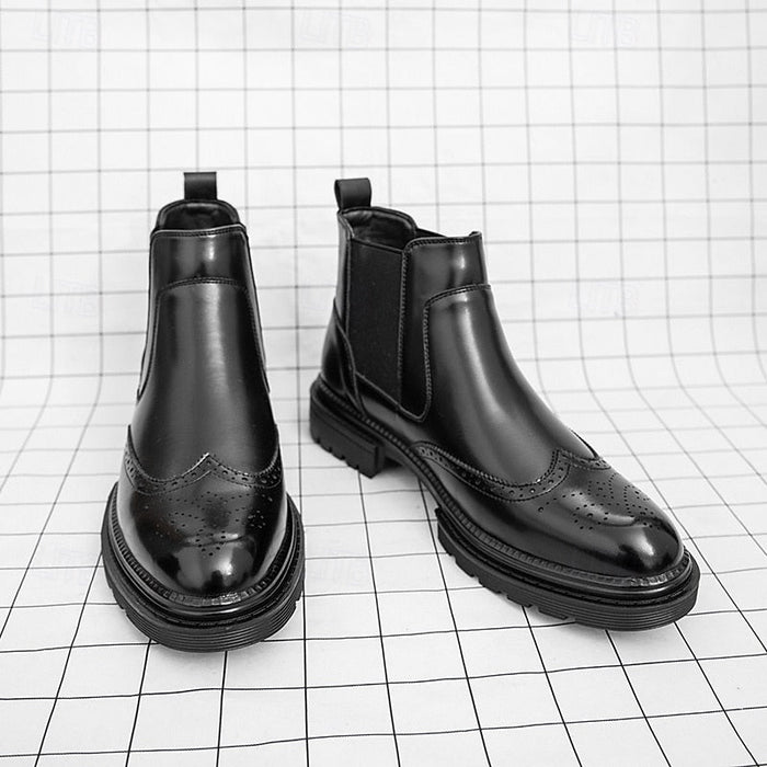 Herren-Brogue-Chelsea-Boots mit Wingtip-Detail
