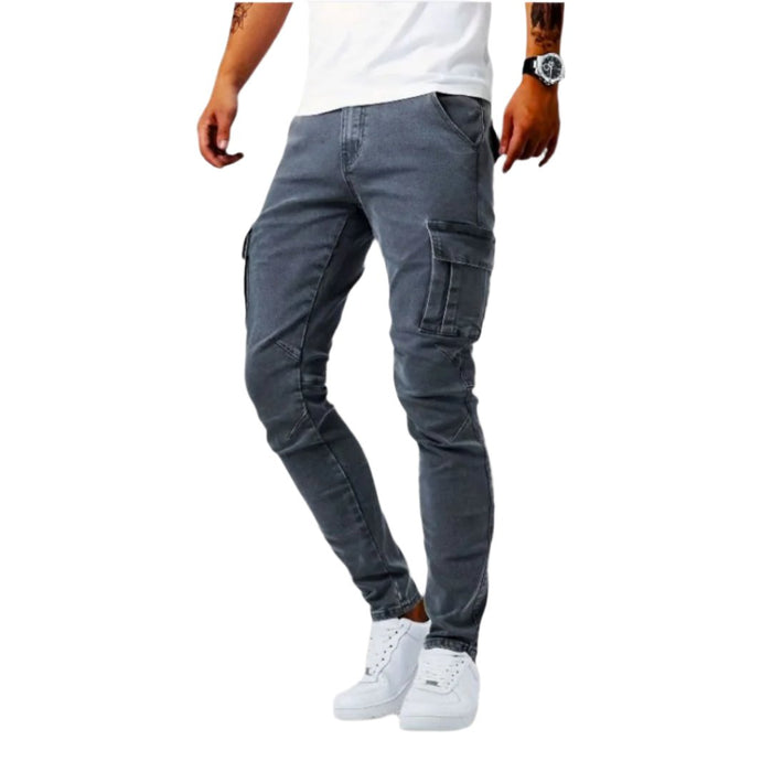 Pantaloni cargo da uomo a vestibilità slim con tasche laterali