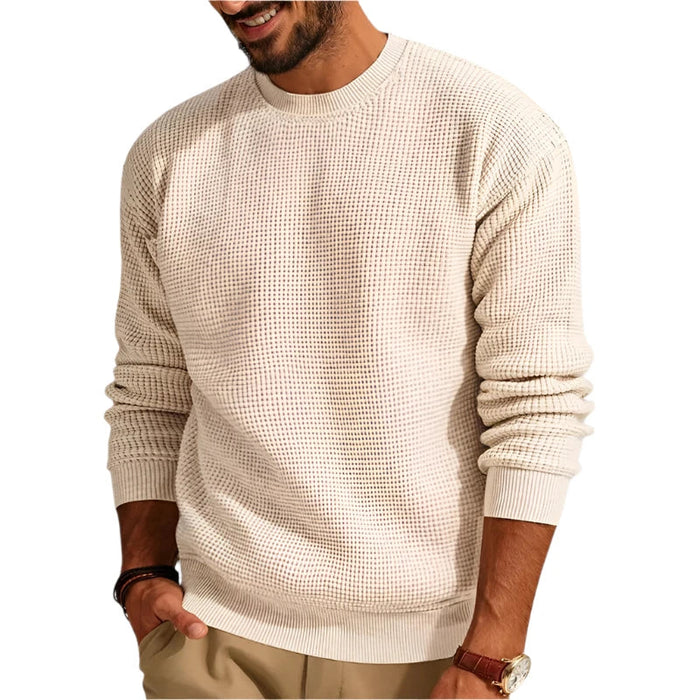 Jersey informal de hombre con textura, cuello redondo y manga larga