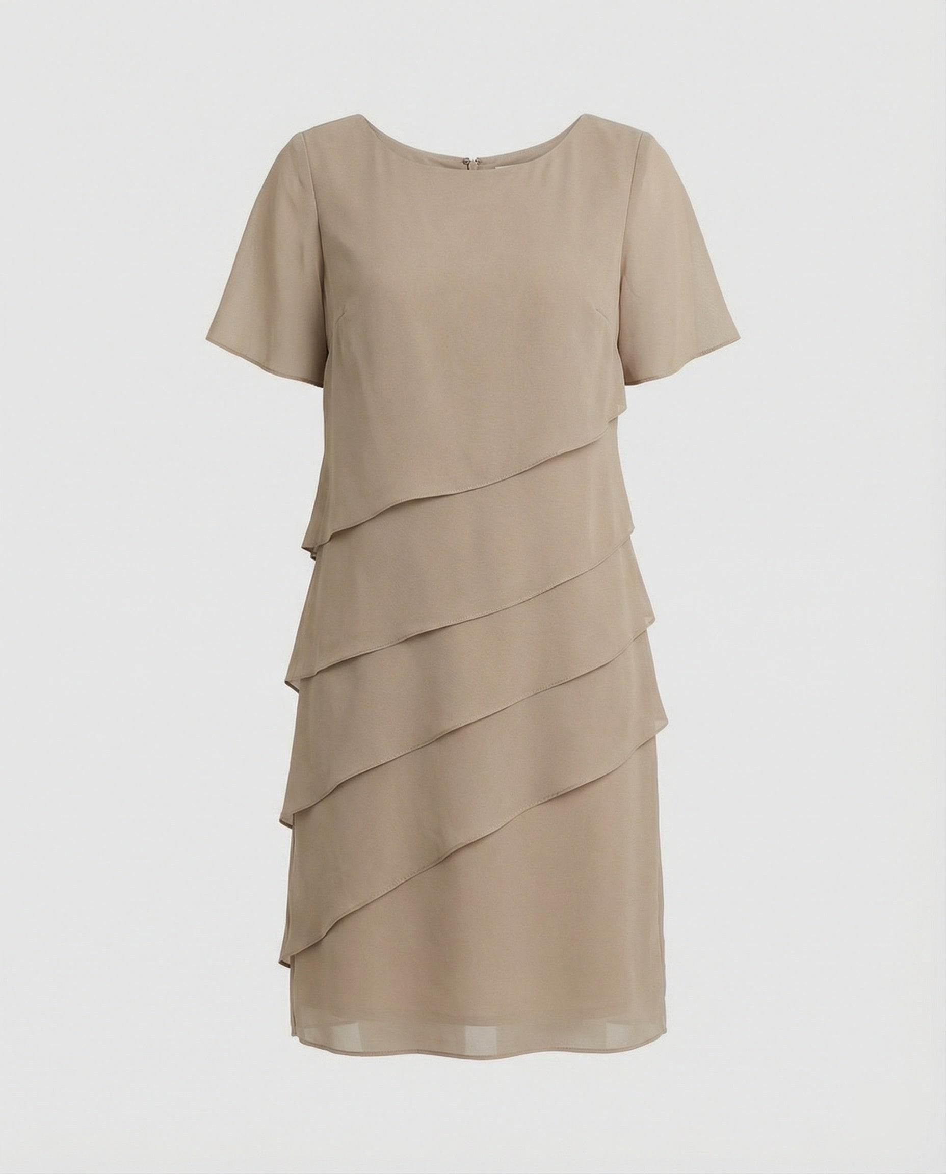 Women's Chiffon Dress with Tiered Front and Short Sleeves