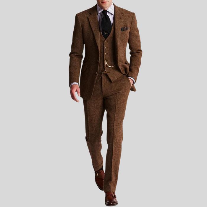 Traje de 3 piezas de corte ajustado para hombre con chaqueta, chaleco y pantalones